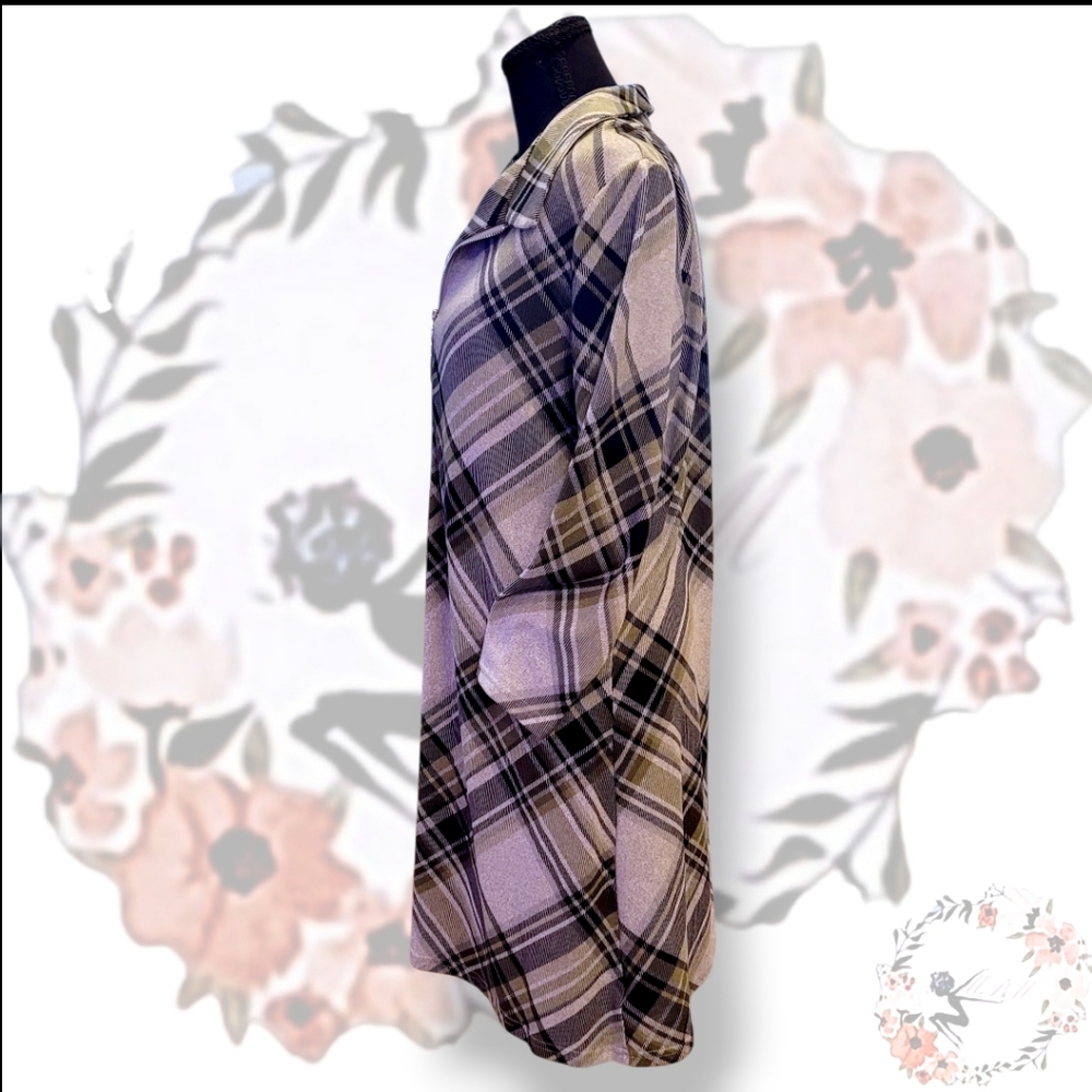 R&K Gray and Black Plaid Long Sleeve Dress. Size L - Picture 3 of 6